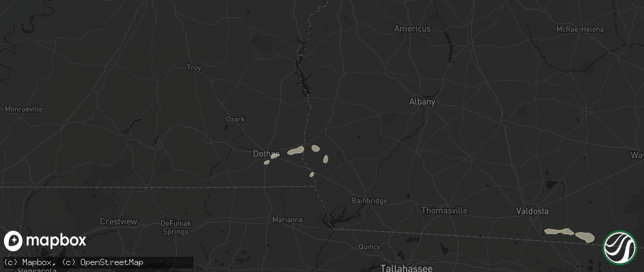 Hail map in Blakely, GA on July 7, 2026