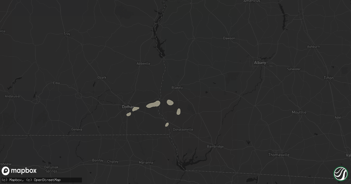 Hail map in Blakely, GA on July 7, 2026