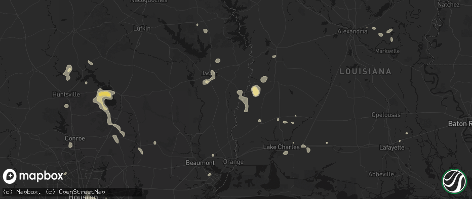 Hail map in Bon Wier, TX on July 7, 2026