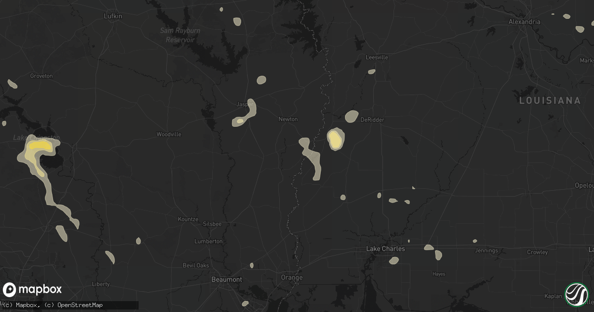 Hail map in Bon Wier, TX on July 7, 2026