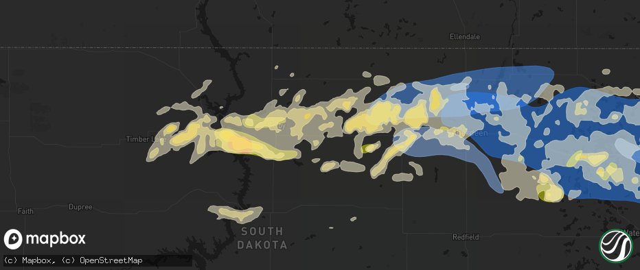 Hail map in Bowdle, SD on July 7, 2026