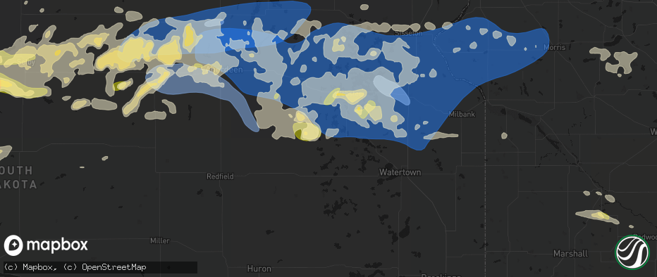 Hail map in Bradley, SD on July 7, 2026