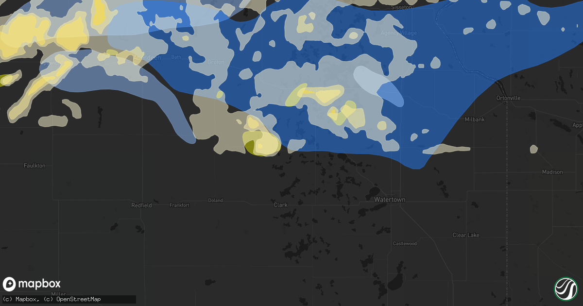 Hail map in Bradley, SD on July 7, 2026
