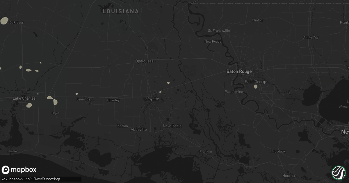 Hail map in Breaux Bridge, LA on July 7, 2026