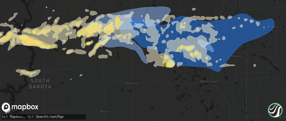 Hail map in Brentford, SD on July 7, 2026