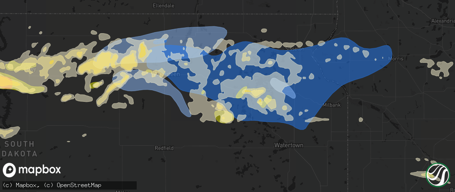 Hail map in Bristol, SD on July 7, 2026
