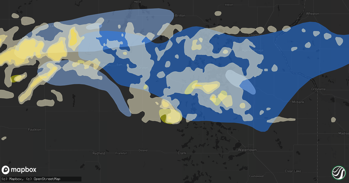 Hail map in Bristol, SD on July 7, 2026