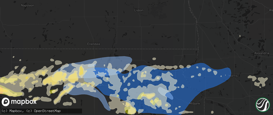 Hail map in Britton, SD on July 7, 2026