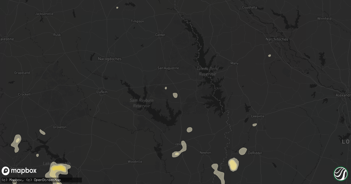 Hail map in Bronson, TX on July 7, 2026