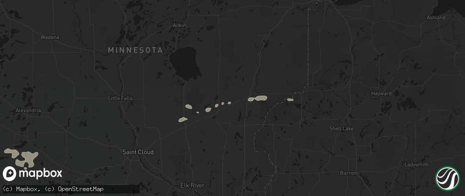 Hail map in Brook Park, MN on July 7, 2026