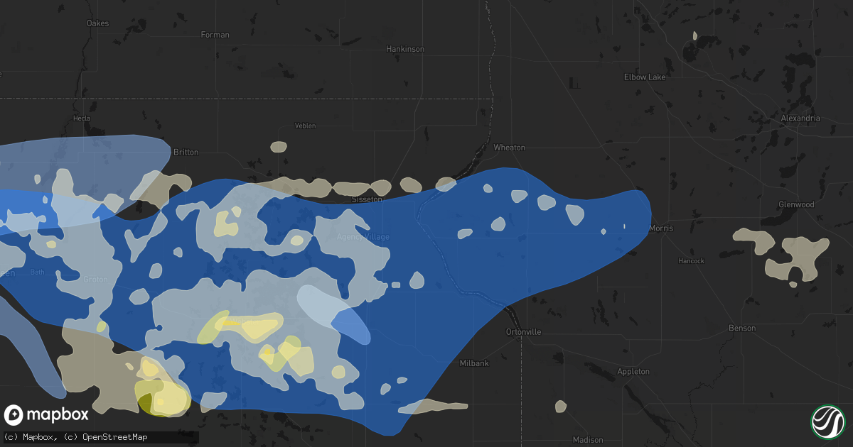 Hail map in Browns Valley, MN on July 7, 2026