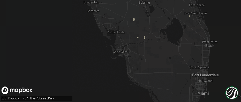 Hail map in Cape Coral, FL on July 7, 2026