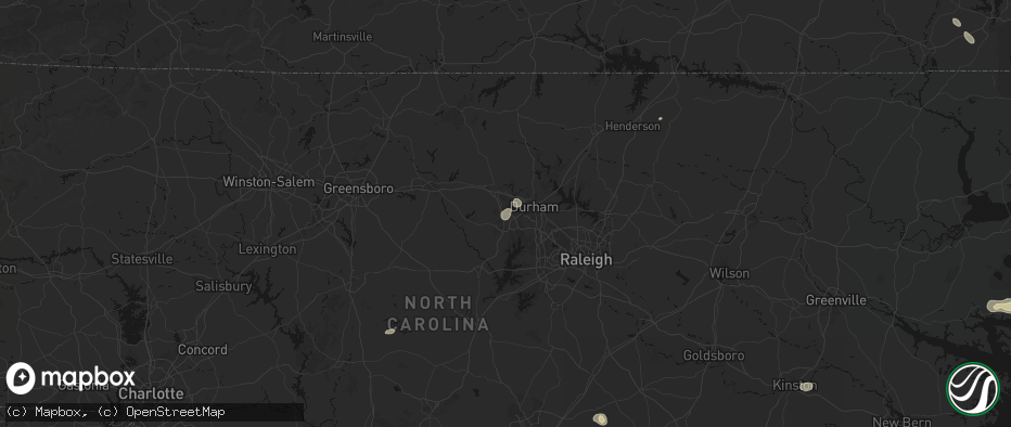 Hail map in Chapel Hill, NC on July 7, 2026