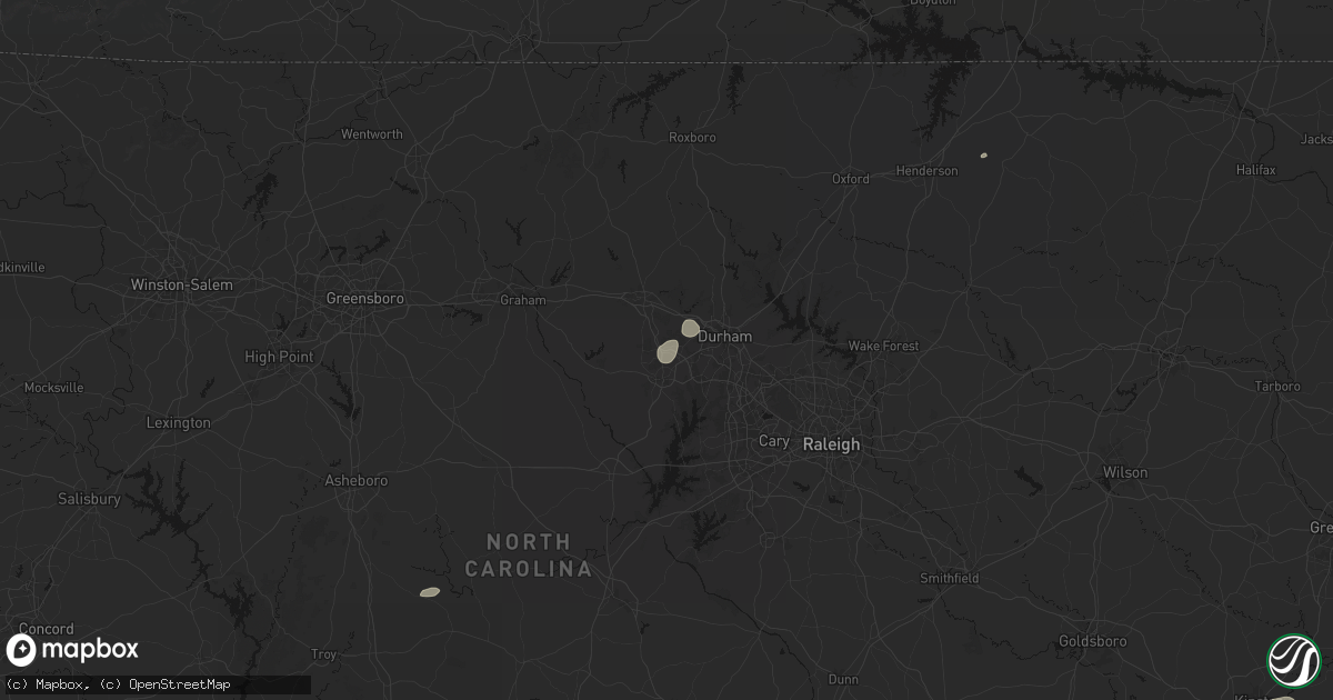 Hail map in Chapel Hill, NC on July 7, 2026