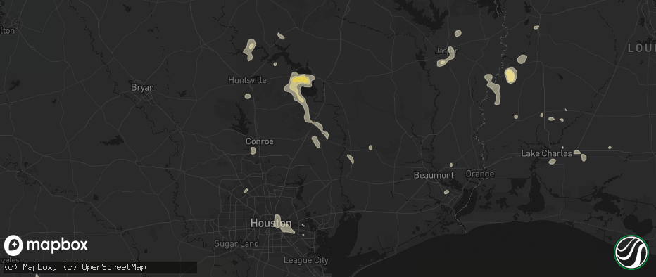 Hail map in Cleveland, TX on July 7, 2026