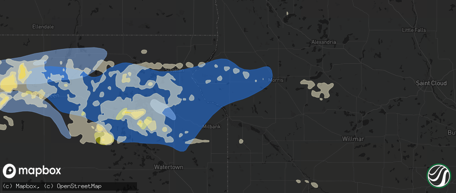 Hail map in Clinton, MN on July 7, 2026