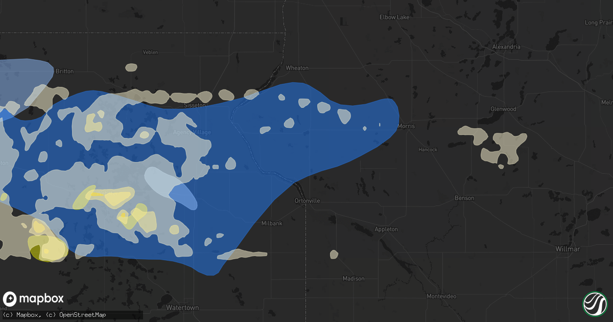 Hail map in Clinton, MN on July 7, 2026