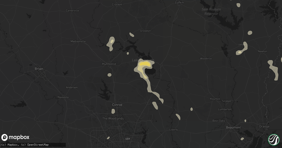 Hail map in Coldspring, TX on July 7, 2026