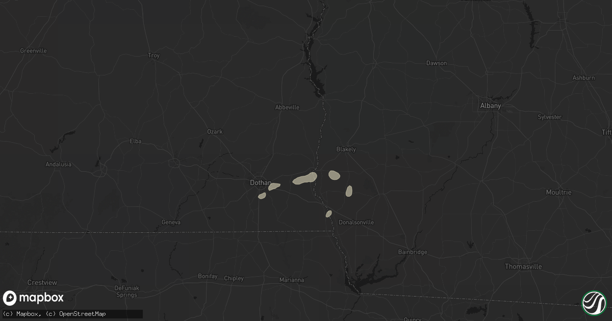 Hail map in Columbia, AL on July 7, 2026
