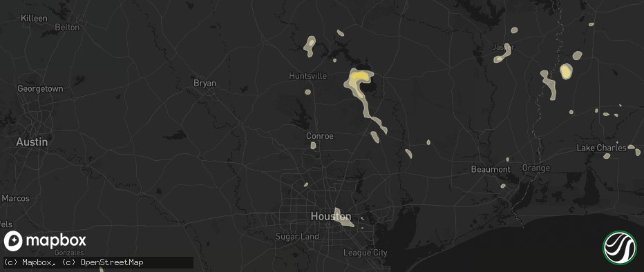 Hail map in Conroe, TX on July 7, 2026