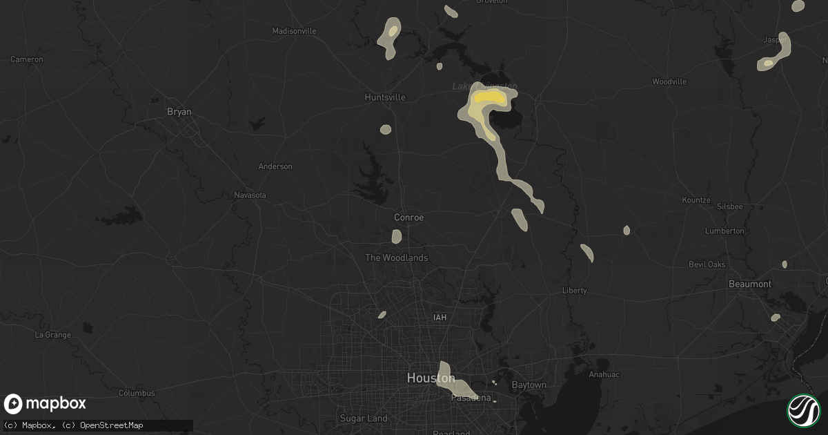 Hail map in Conroe, TX on July 7, 2026