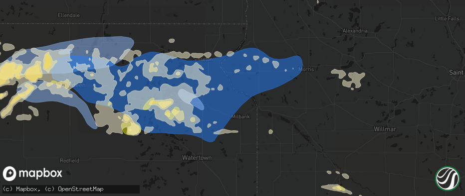 Hail map in Corona, SD on July 7, 2026