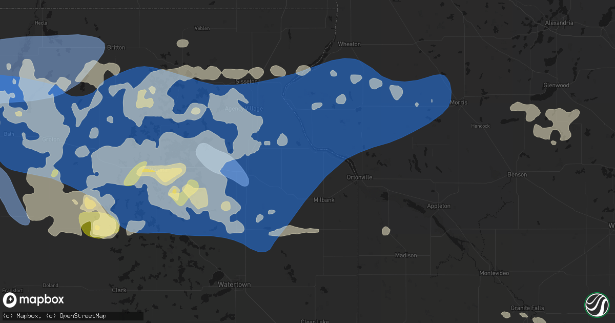Hail map in Corona, SD on July 7, 2026