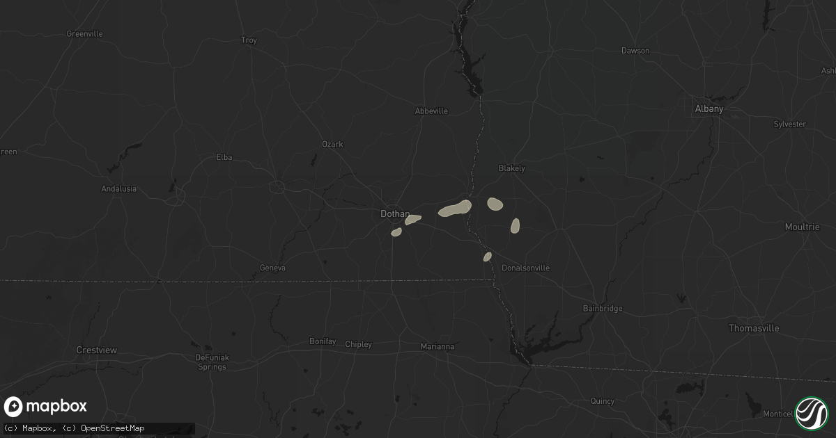 Hail map in Cowarts, AL on July 7, 2026
