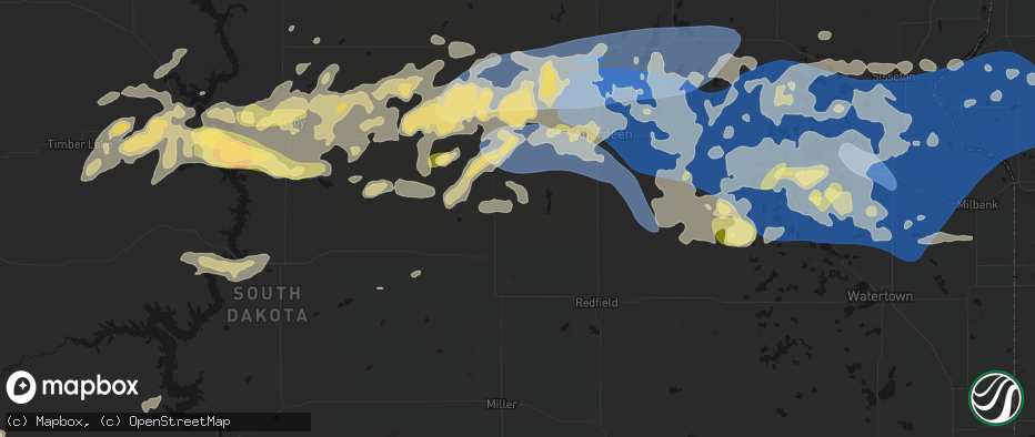 Hail map in Cresbard, SD on July 7, 2026
