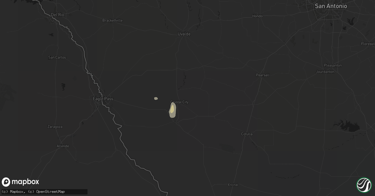 Hail map in Crystal City, TX on July 7, 2026