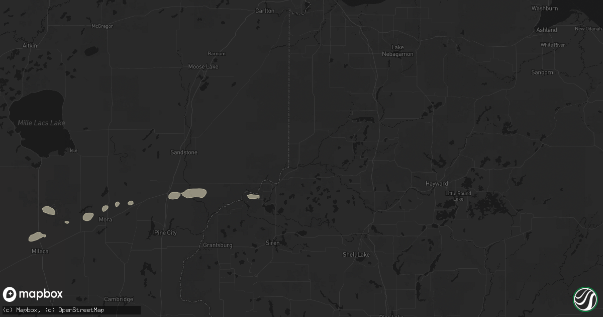 Hail map in Danbury, WI on July 7, 2026
