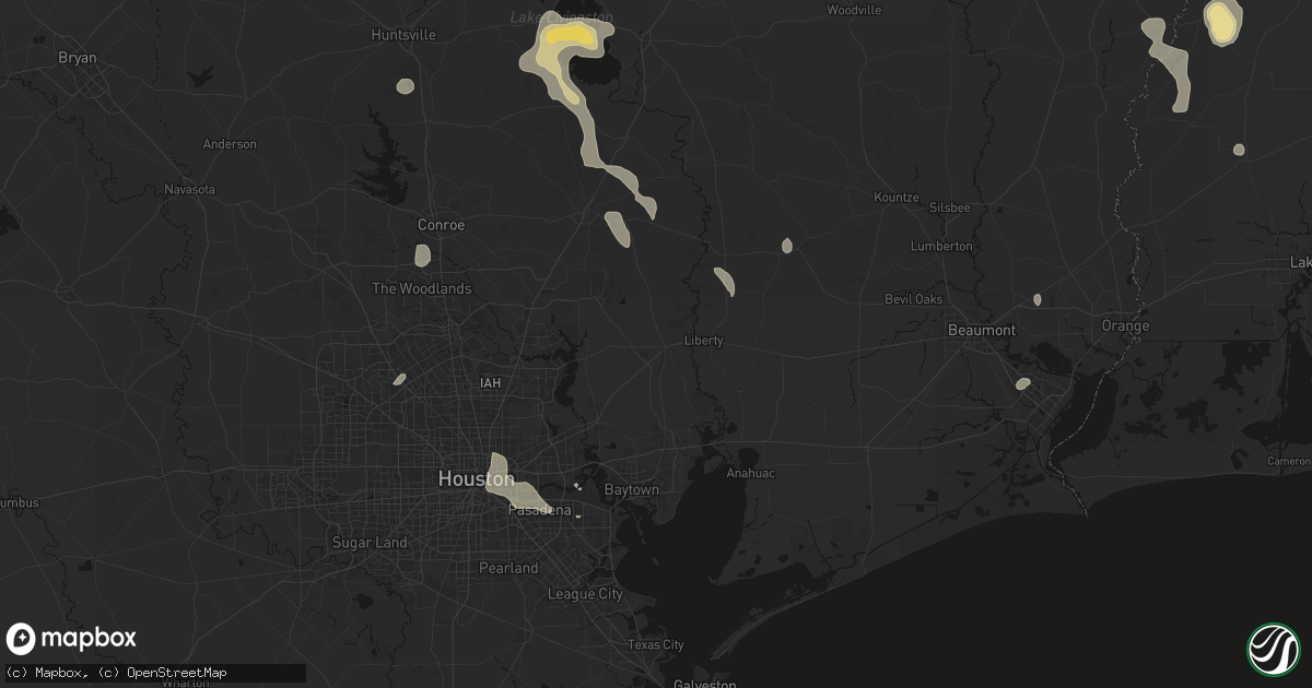 Hail map in Dayton, TX on July 7, 2026