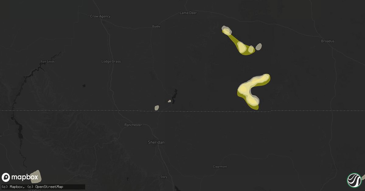Hail map in Decker, MT on July 7, 2026