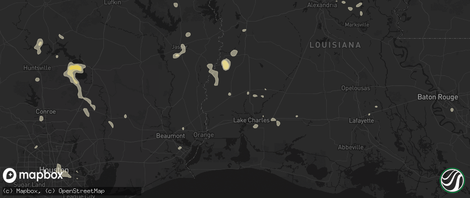 Hail map in Dequincy, LA on July 7, 2026