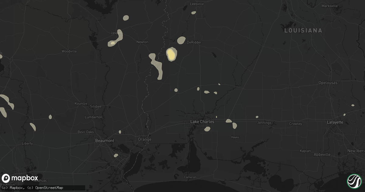 Hail map in Dequincy, LA on July 7, 2026