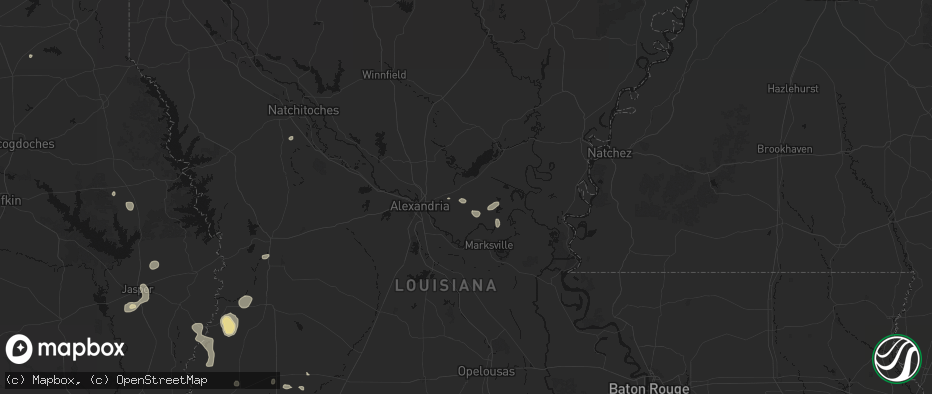 Hail map in Deville, LA on July 7, 2026