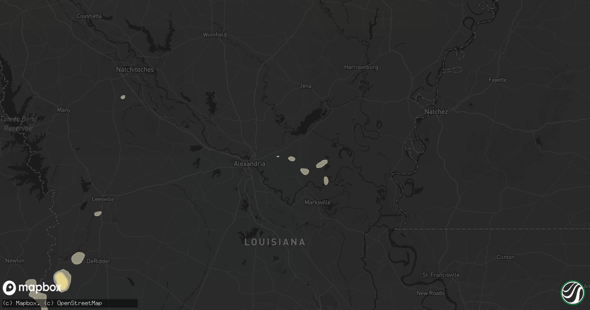 Hail map in Deville, LA on July 7, 2026