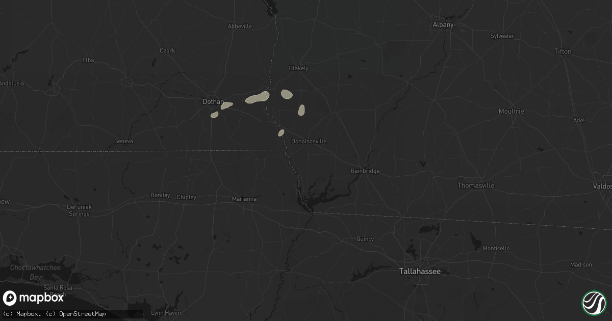 Hail map in Donalsonville, GA on July 7, 2026