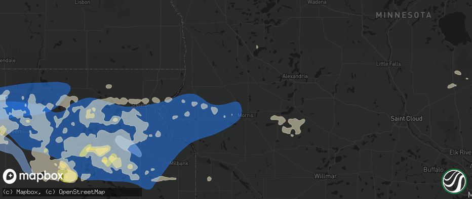 Hail map in Donnelly, MN on July 7, 2026