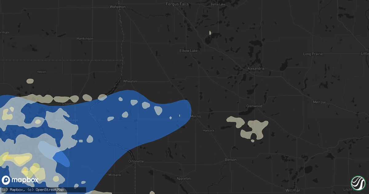 Hail map in Donnelly, MN on July 7, 2026