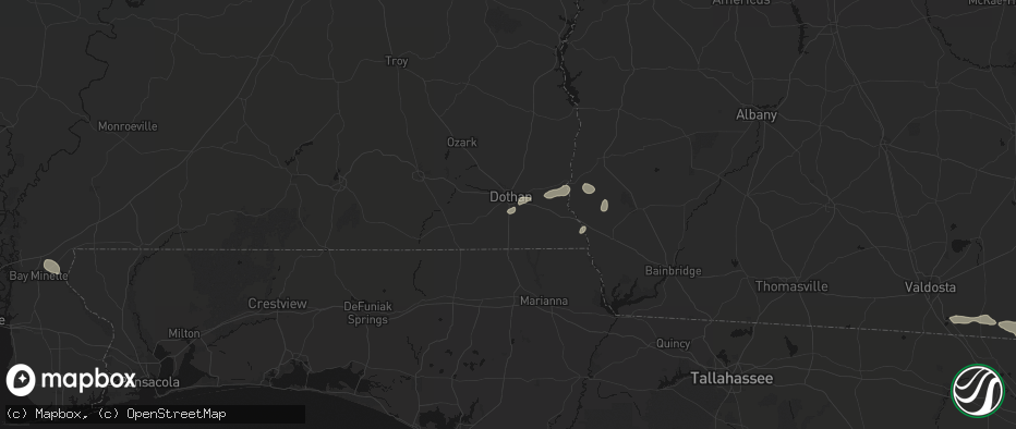 Hail map in Dothan, AL on July 7, 2026