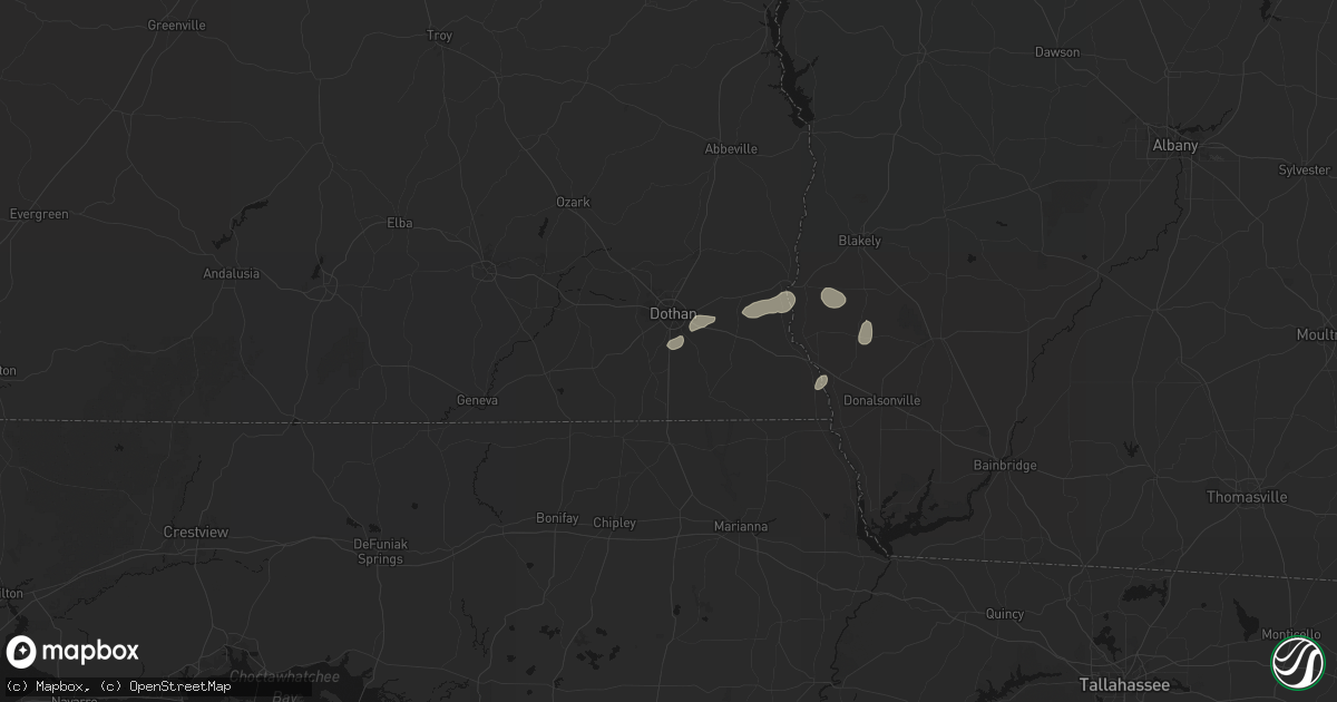 Hail map in Dothan, AL on July 7, 2026