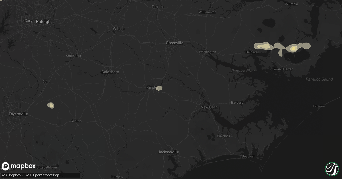 Hail map in Dover, NC on July 7, 2026