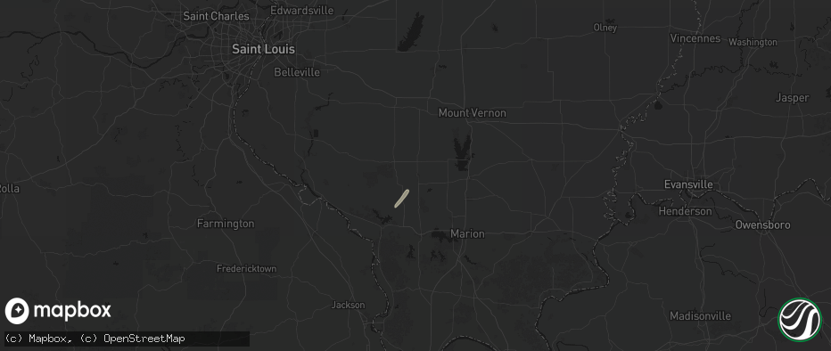 Hail map in Du Quoin, IL on July 7, 2026