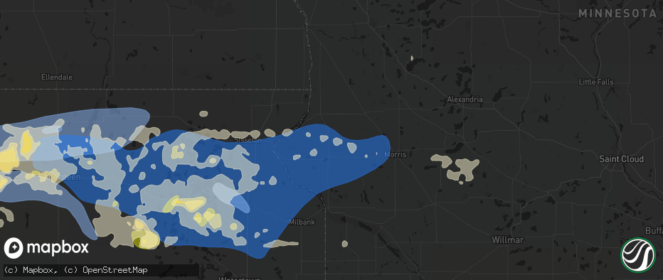 Hail map in Dumont, MN on July 7, 2026
