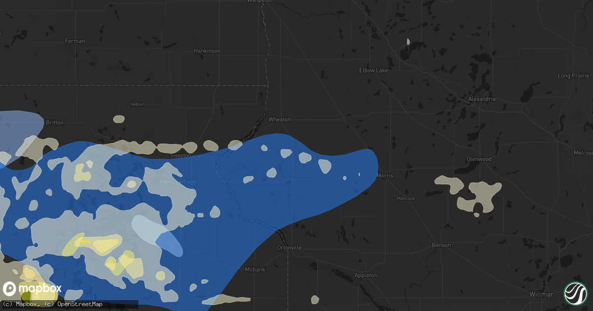 Hail map in Dumont, MN on July 7, 2026