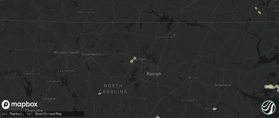 Hail map in Durham, NC on July 7, 2026