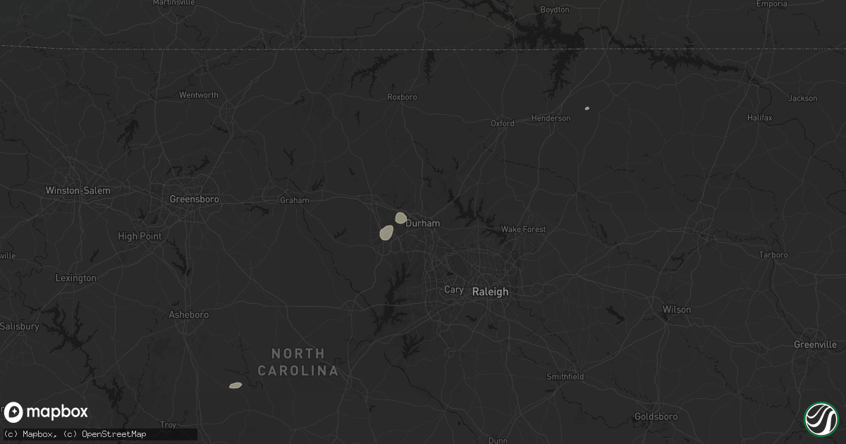Hail map in Durham, NC on July 7, 2026