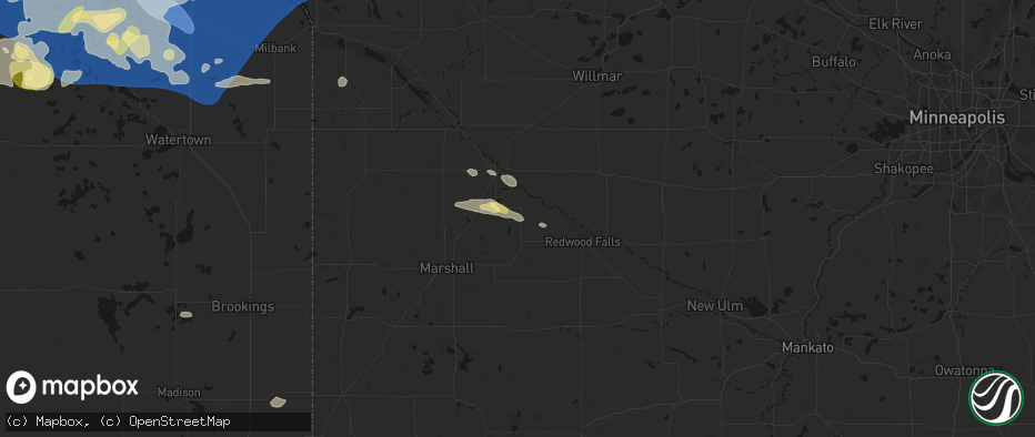 Hail map in Echo, MN on July 7, 2026