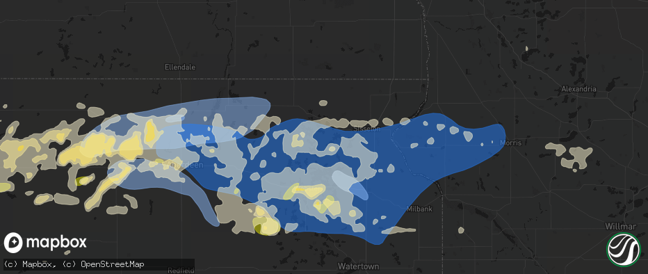 Hail map in Eden, SD on July 7, 2026